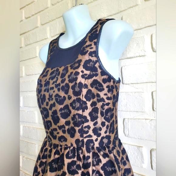 Kensie Leopard Animal Print Jacquard Fit & Flare Cocktail Dress Size XS Black - Picture 5 of 11